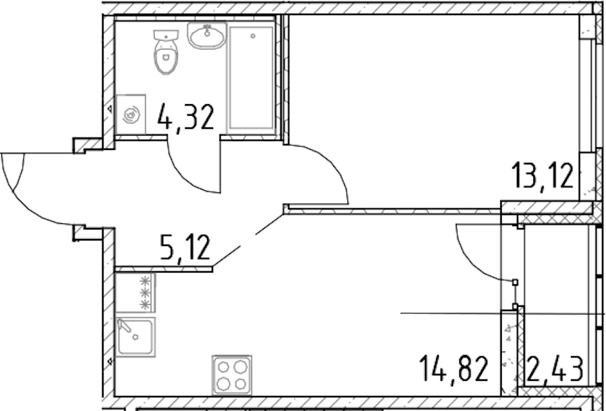 1-комнатная квартира 37.38 м², 4/17 эт., ЖК «Город Первых»